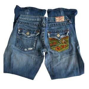 True Religion Buddah Nature Embroidery Jeans